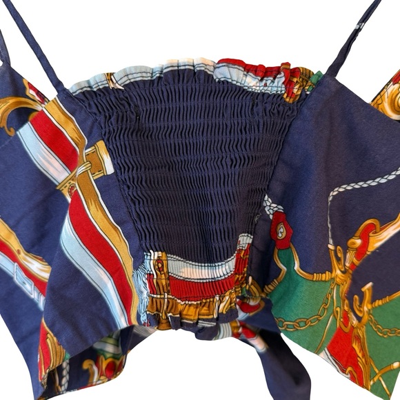 Zara Multicolor Printed Tie Front Crop Top Size XS-S Boho Coastal Mediterranean - Picture 6 of 8